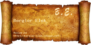 Bergler Elek névjegykártya